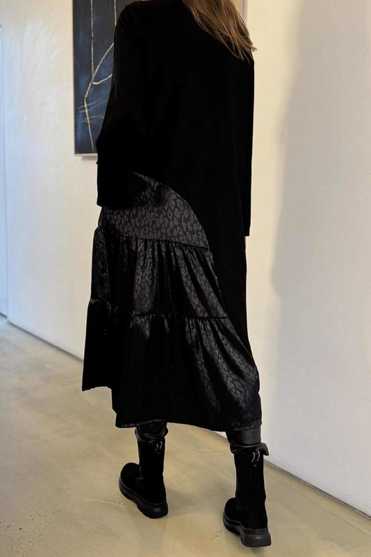 Oscar Rumi Smock Dress Leopard Black /9=
